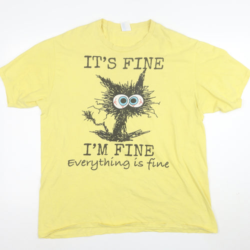 Port & Company Men's Yellow Funny Quote Graphic XL T-Shirt