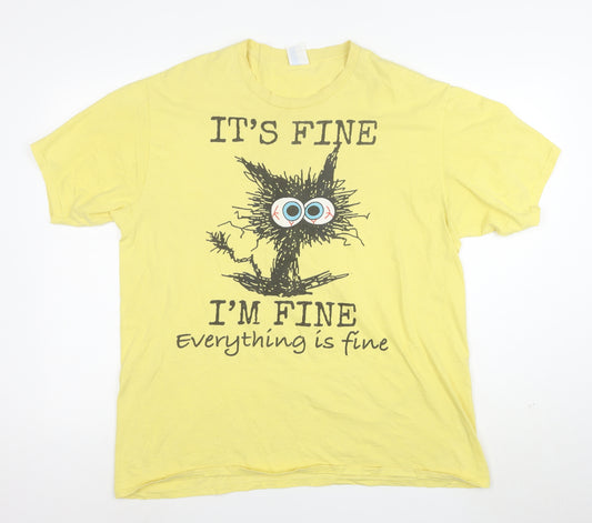 Port & Company Men's Yellow Funny Quote Graphic XL T-Shirt