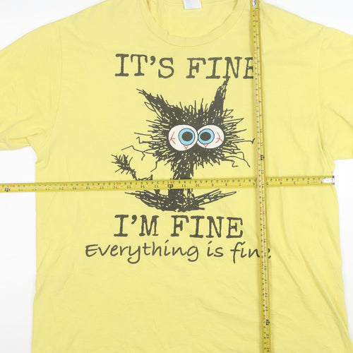 Port & Company Men's Yellow Funny Quote Graphic XL T-Shirt