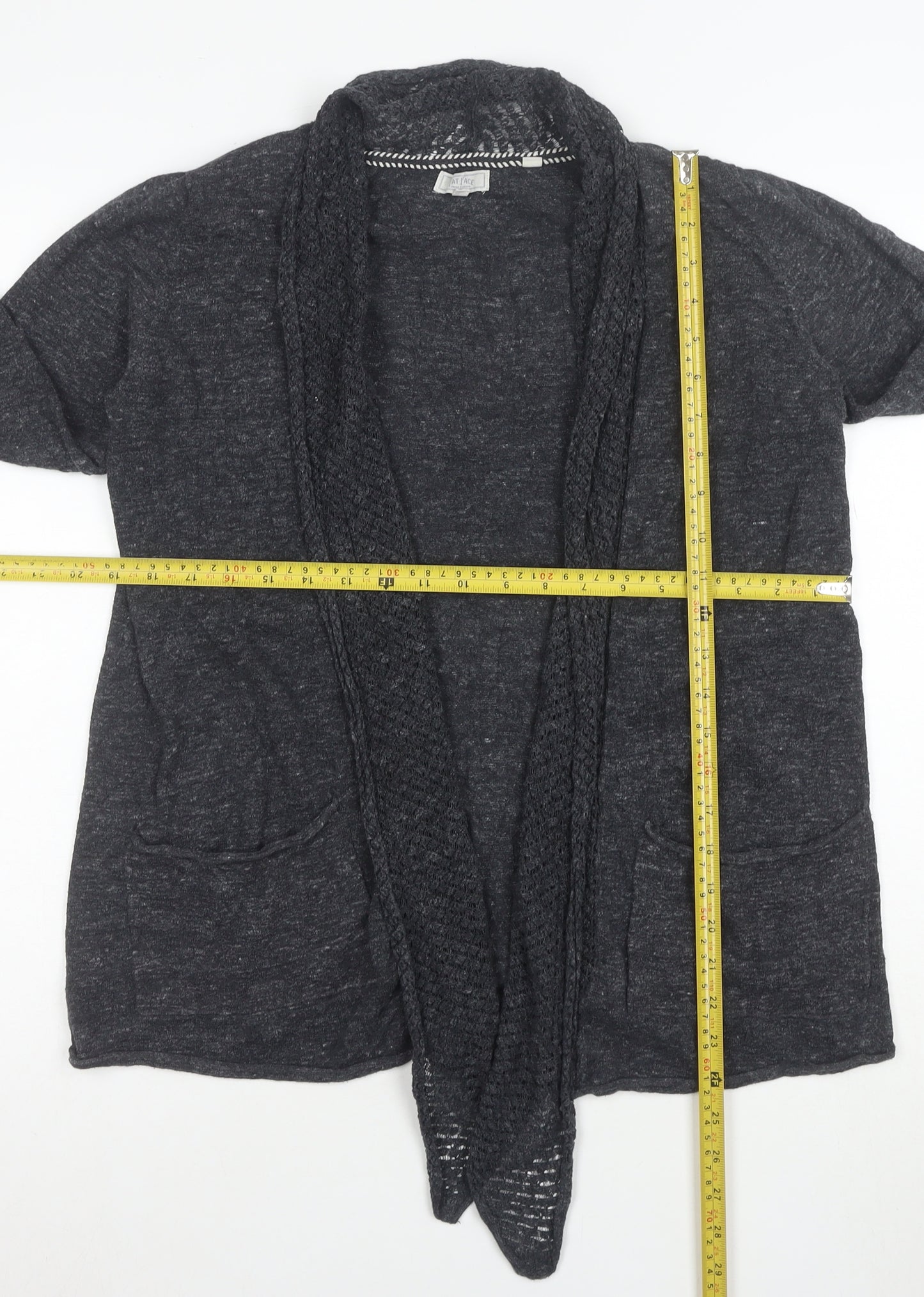 Fat Face Women's Grey Cotton Open Knit Cardigan Size 12