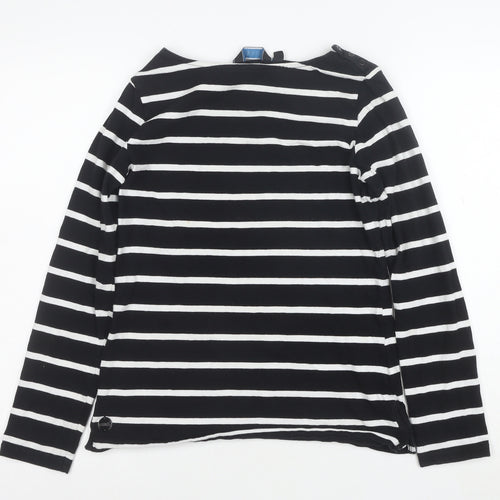 Regatta Women Black White Striped Cotton Long Sleeve T-Shirt Size 12