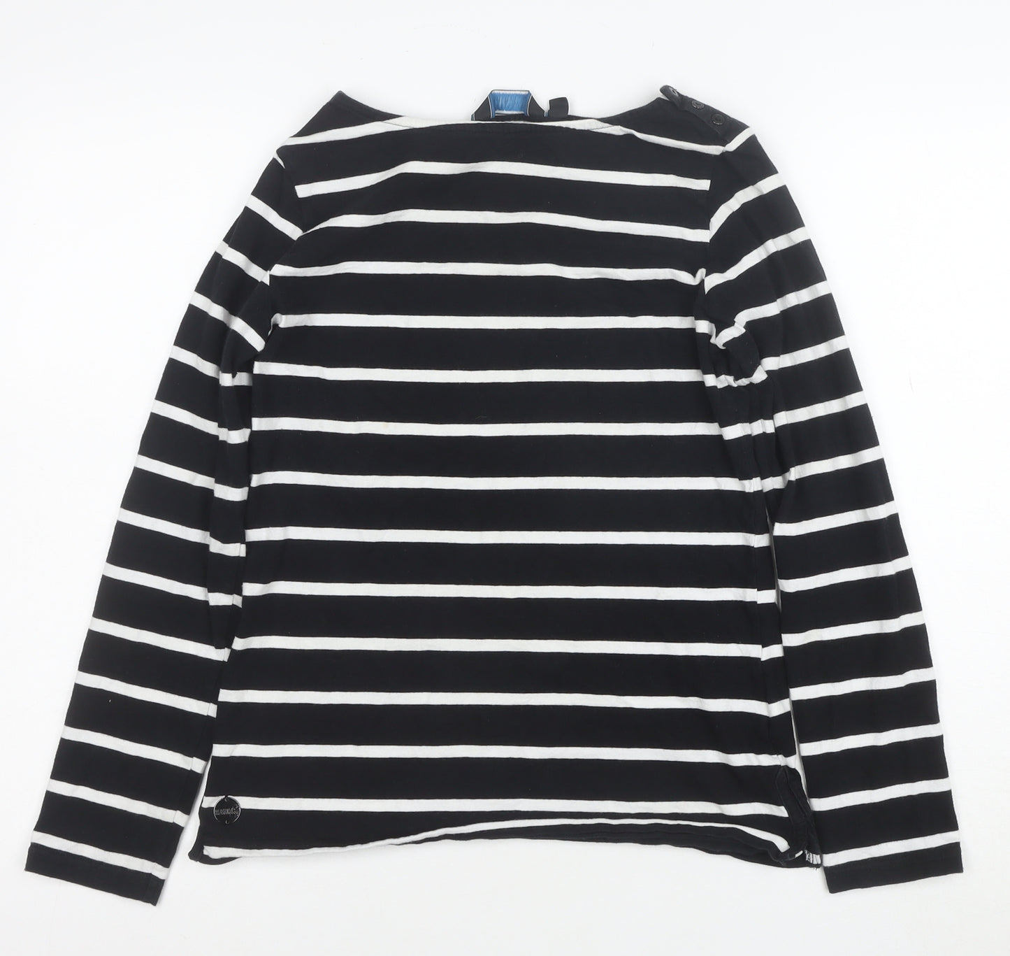 Regatta Women Black White Striped Cotton Long Sleeve T-Shirt Size 12