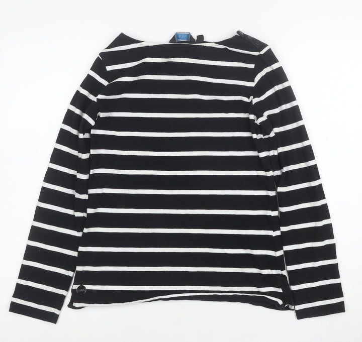 Regatta Women Black White Striped Cotton Long Sleeve T-Shirt Size 12