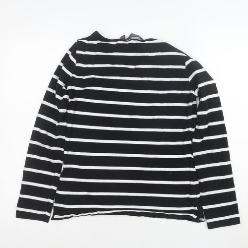 Regatta Women Black White Striped Cotton Long Sleeve T-Shirt Size 12