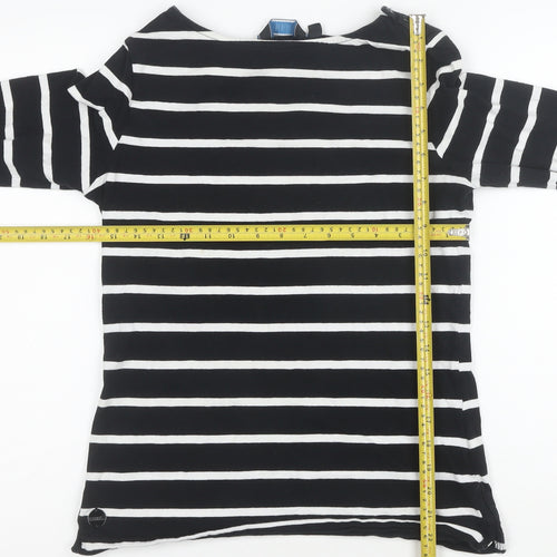 Regatta Women Black White Striped Cotton Long Sleeve T-Shirt Size 12