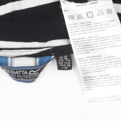 Regatta Women Black White Striped Cotton Long Sleeve T-Shirt Size 12