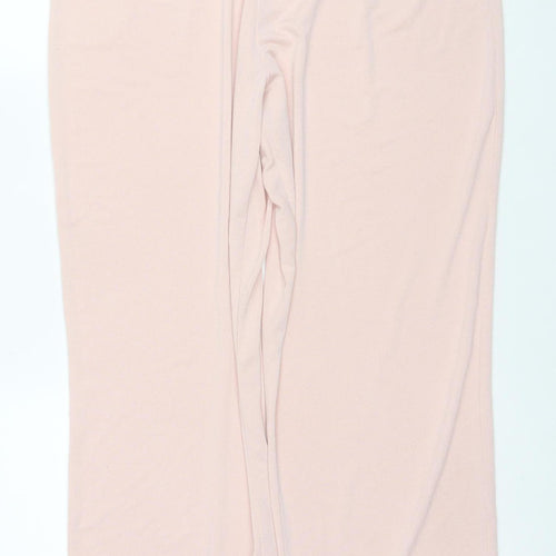 Afibel Women Pink Wide-Leg Stretch Jersey Trousers Size 18