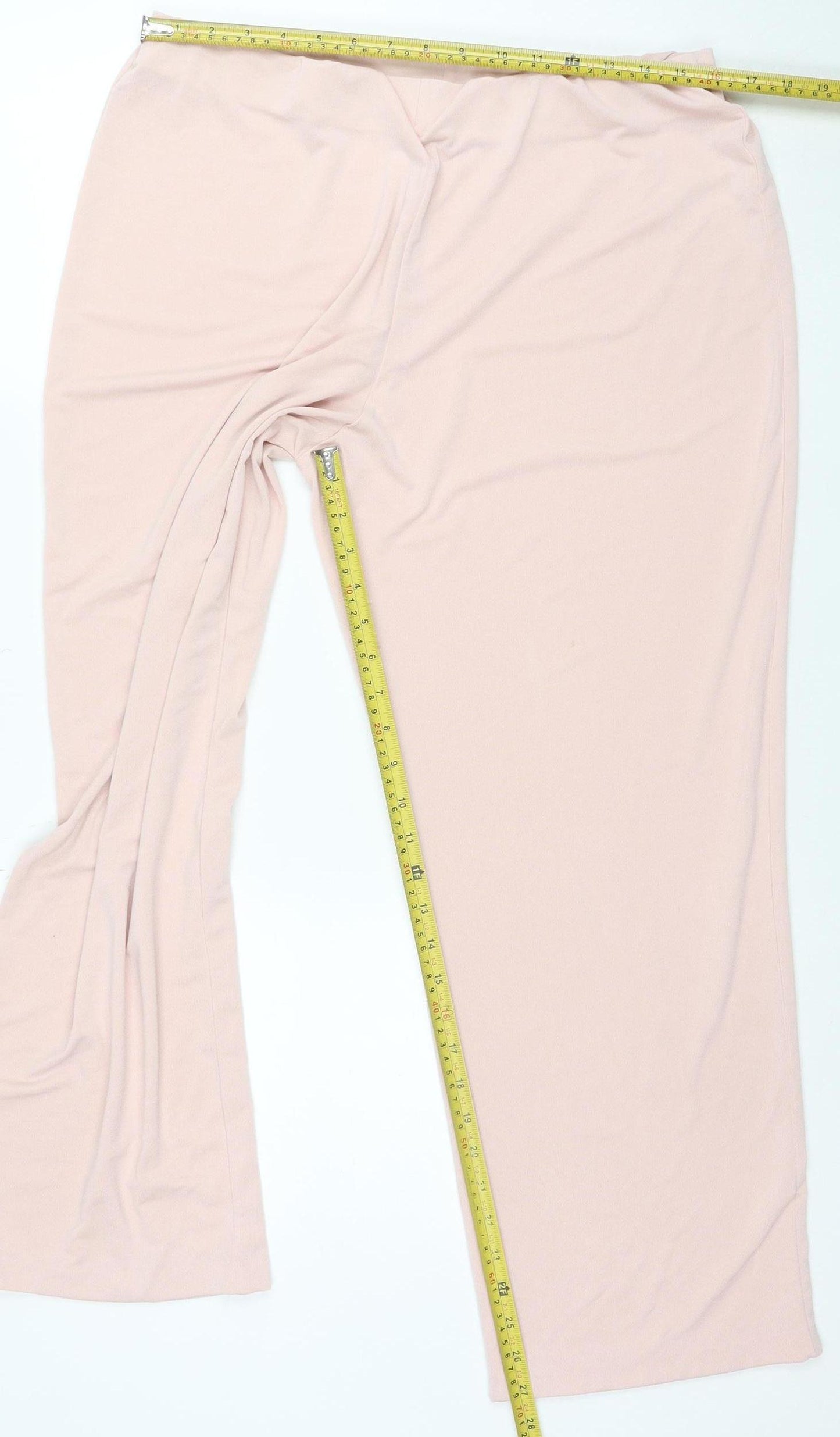 Afibel Women Pink Wide-Leg Stretch Jersey Trousers Size 18