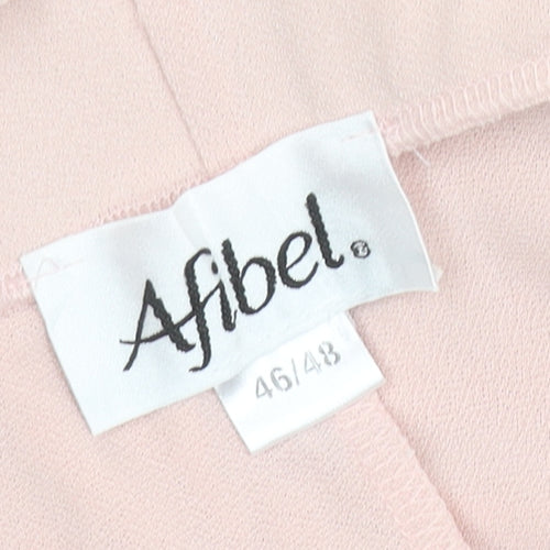 Afibel Women Pink Wide-Leg Stretch Jersey Trousers Size 18