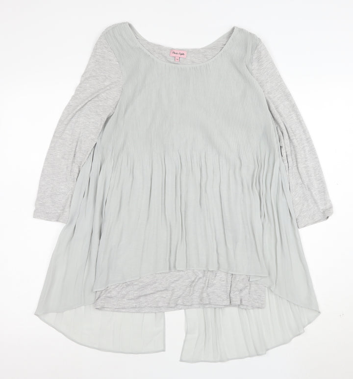 Phase Eight Women’s Grey Pleated Long Sleeve Tunic Blouse Size 10