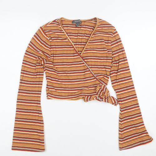 Primark Women’s Multicoloured Striped Wrap Blouse S Long Sleeve
