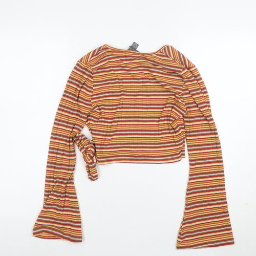 Primark Women’s Multicoloured Striped Wrap Blouse S Long Sleeve