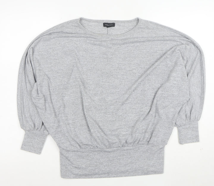 New Look Women Grey Jersey Dolman Sleeve Cropped Blouse M