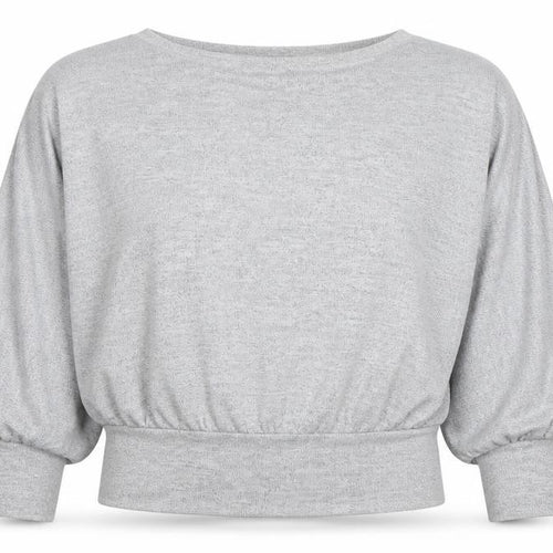 New Look Women Grey Jersey Dolman Sleeve Cropped Blouse M