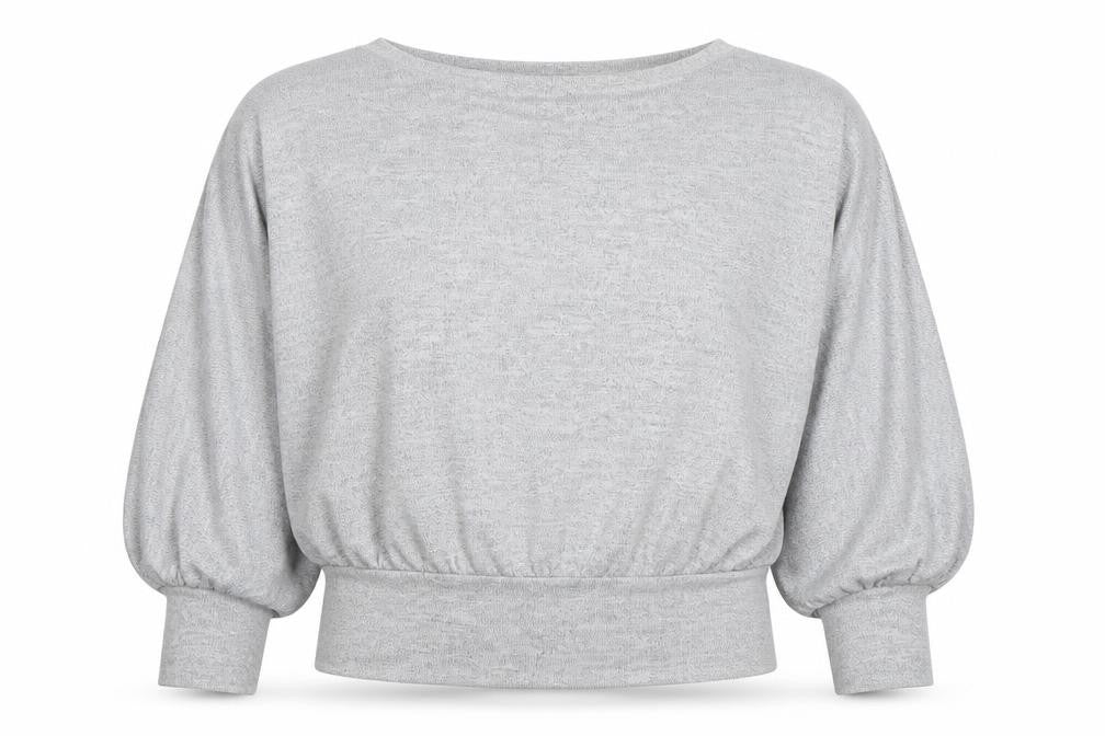 New Look Women Grey Jersey Dolman Sleeve Cropped Blouse M