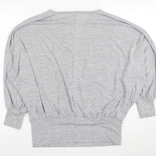 New Look Women Grey Jersey Dolman Sleeve Cropped Blouse M
