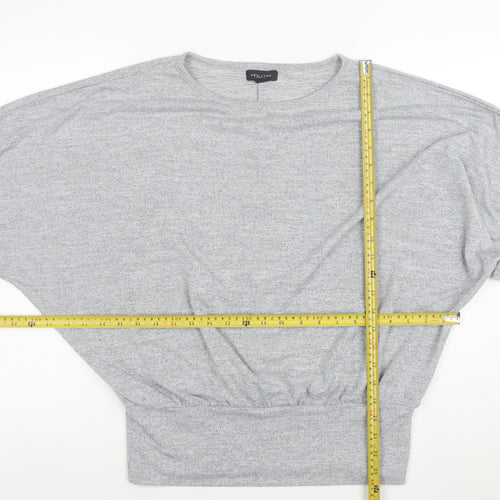 New Look Women Grey Jersey Dolman Sleeve Cropped Blouse M