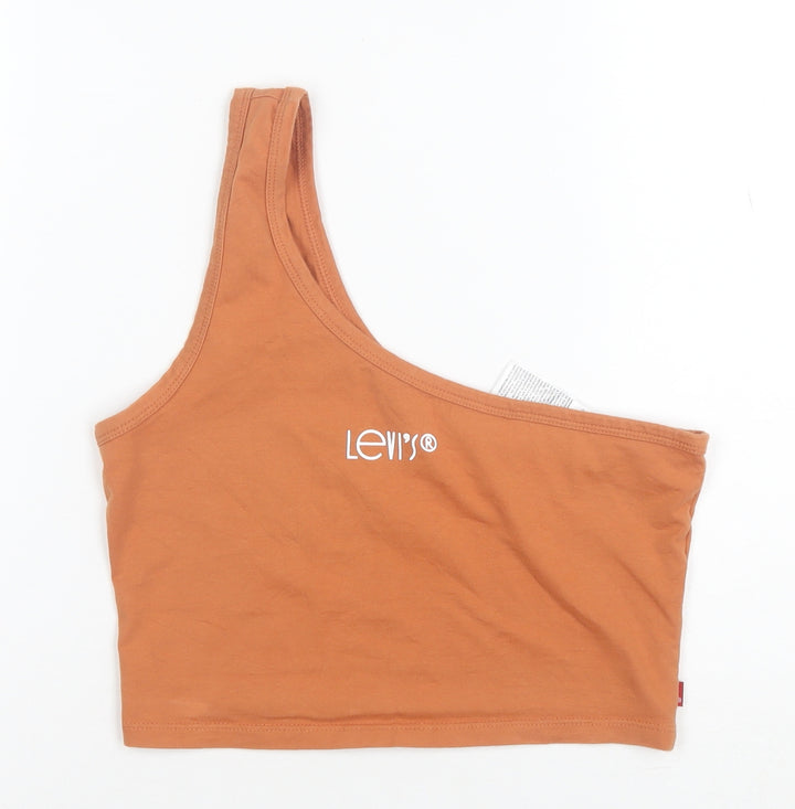 Levi's Womens Orange One Shoulder Cropped Tank Top XS
