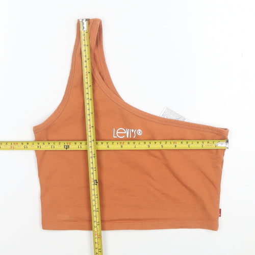 Levi's Womens Orange One Shoulder Cropped Tank Top XS