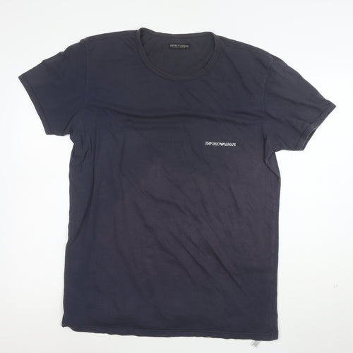 Emporio Armani Men's Blue XL Crew Neck Stretch Cotton T-Shirt