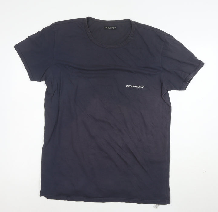 Emporio Armani Men's Blue XL Crew Neck Stretch Cotton T-Shirt