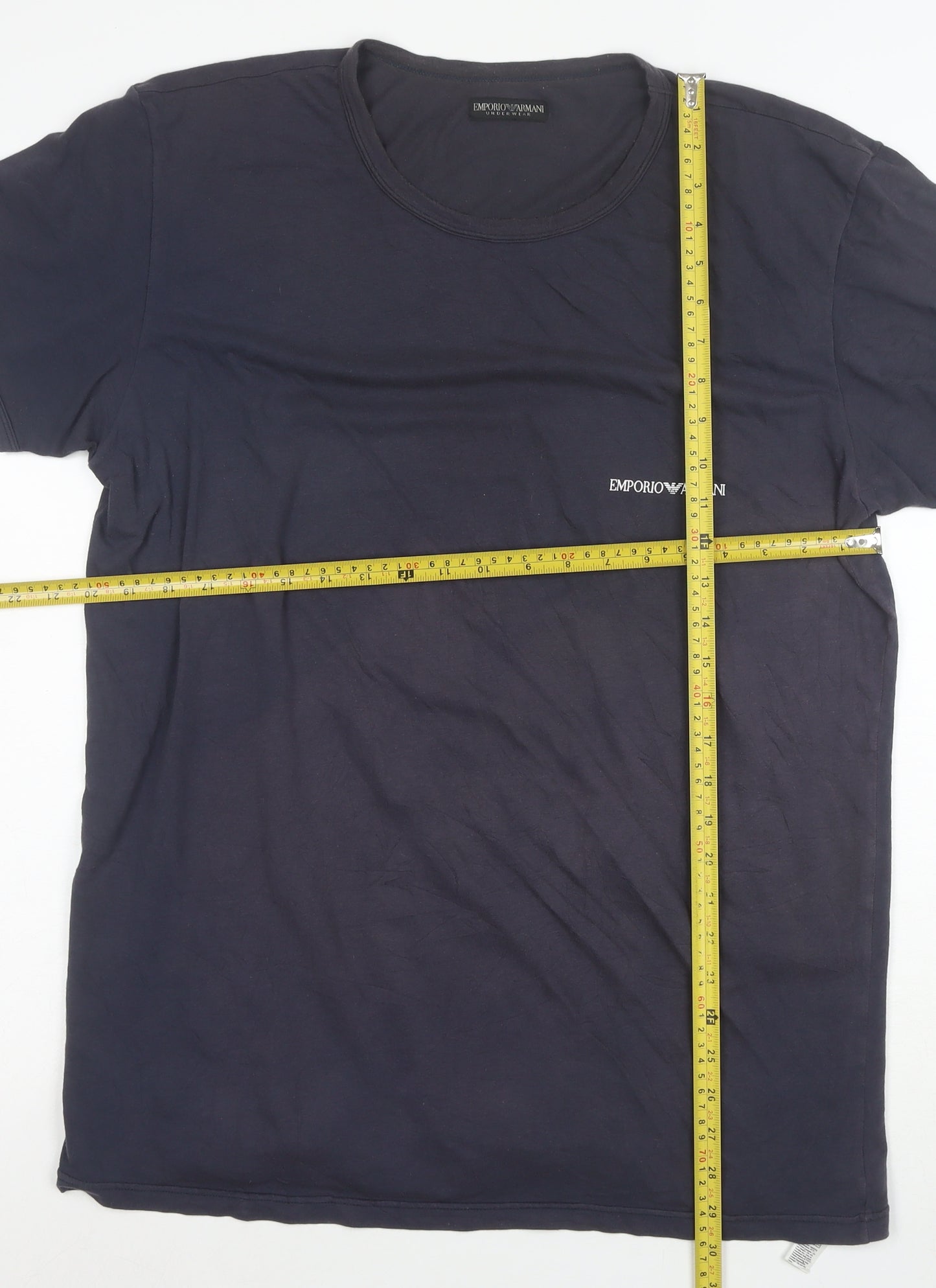 Emporio Armani Men's Blue XL Crew Neck Stretch Cotton T-Shirt