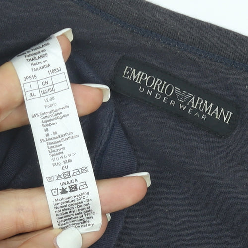 Emporio Armani Men's Blue XL Crew Neck Stretch Cotton T-Shirt