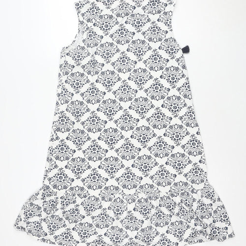 Boden Women’s Blue Geometric Cotton Stretch Shift Dress Size 10