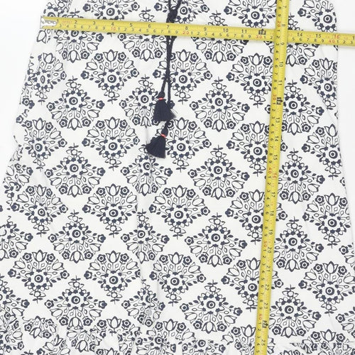 Boden Women’s Blue Geometric Cotton Stretch Shift Dress Size 10