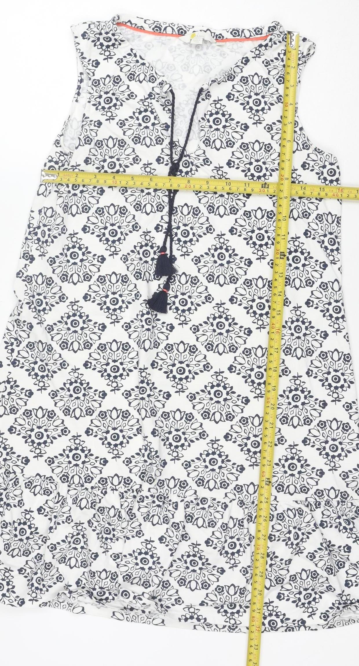 Boden Women’s Blue Geometric Cotton Stretch Shift Dress Size 10
