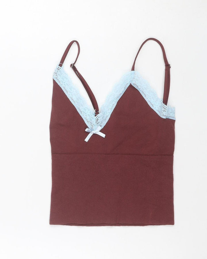 Urban Outfitters Women’s Brown Lace Trim Camisole Top Size M