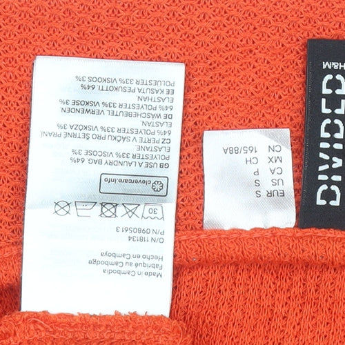 H&M Divided Women's Orange Cropped Knit Button-Up Top Size S