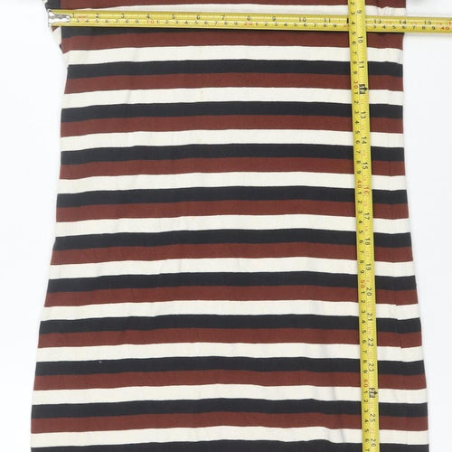 Zara Women Multicoloured Size 14 Striped Bodycon T-Shirt Dress