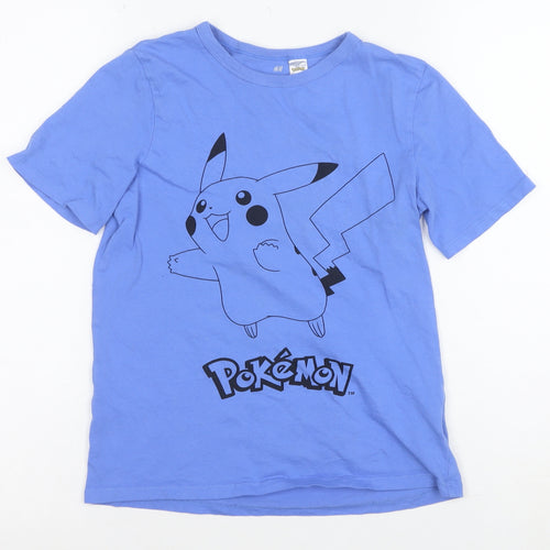 H&M Boys Blue Pokémon Pikachu Graphic Short Sleeve T-Shirt 8-10 Years