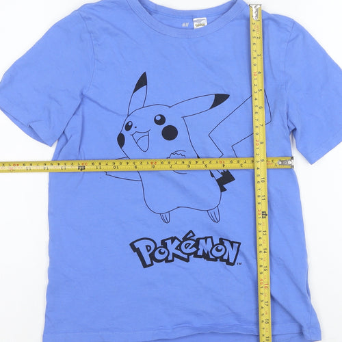 H&M Boys Blue Pokémon Pikachu Graphic Short Sleeve T-Shirt 8-10 Years