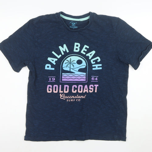 Next Men's Blue Palm Beach Graphic Cotton T-Shirt Size M