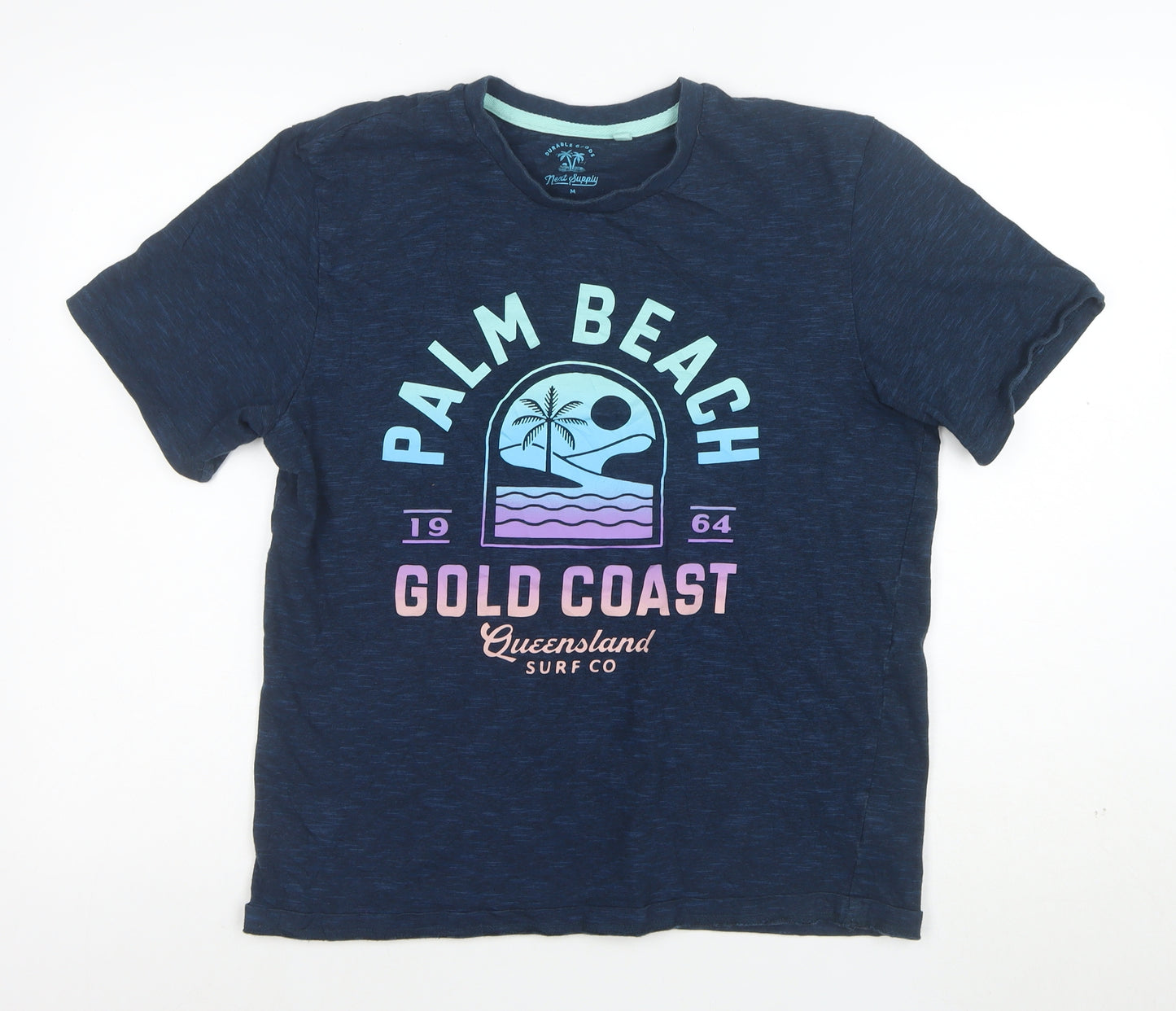 Next Men's Blue Palm Beach Graphic Cotton T-Shirt Size M