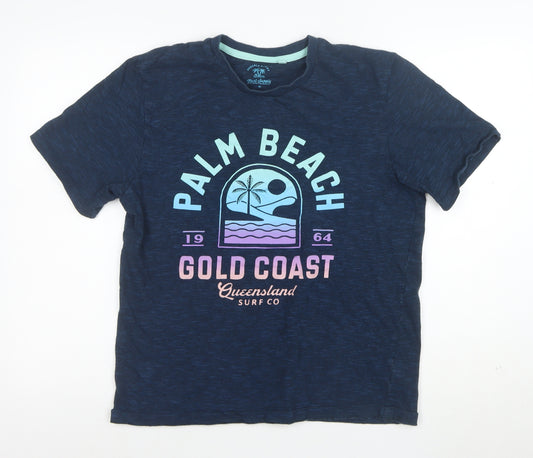 Next Men's Blue Palm Beach Graphic Cotton T-Shirt Size M