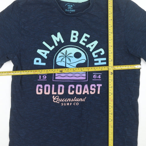 Next Men's Blue Palm Beach Graphic Cotton T-Shirt Size M