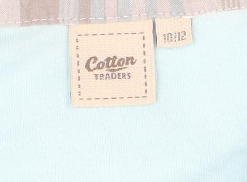 Cotton Traders Womens Blue V-Neck Polo Shirt Size 10 Short Sleeve