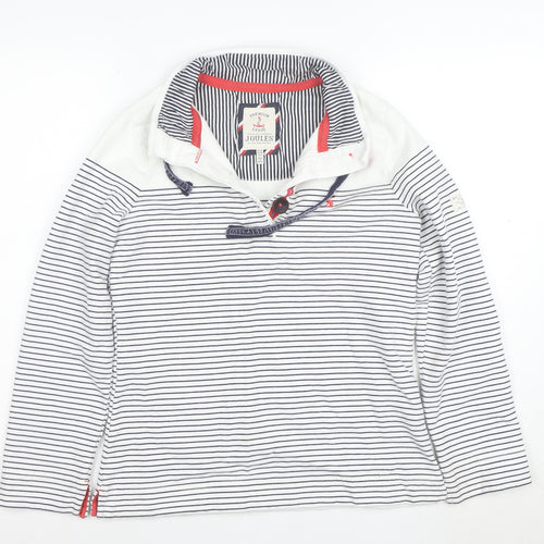 Joules Womens Navy White Striped Henley Sweatshirt Size 8 Cotton