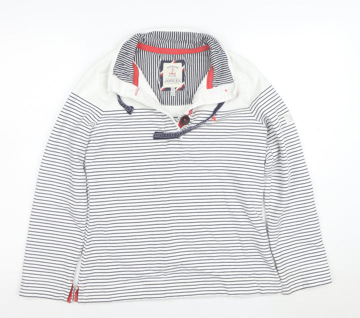 Joules Womens Navy White Striped Henley Sweatshirt Size 8 Cotton