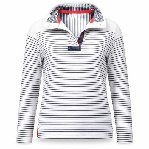 Joules Womens Navy White Striped Henley Sweatshirt Size 8 Cotton