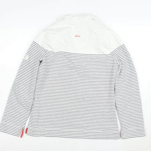 Joules Womens Navy White Striped Henley Sweatshirt Size 8 Cotton
