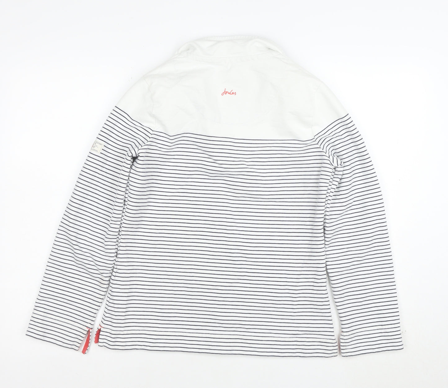 Joules Womens Navy White Striped Henley Sweatshirt Size 8 Cotton