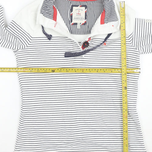 Joules Womens Navy White Striped Henley Sweatshirt Size 8 Cotton