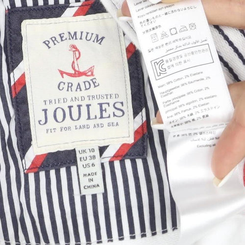 Joules Womens Navy White Striped Henley Sweatshirt Size 8 Cotton