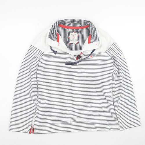 Joules Womens Navy White Striped Henley Sweatshirt Size 8 Cotton
