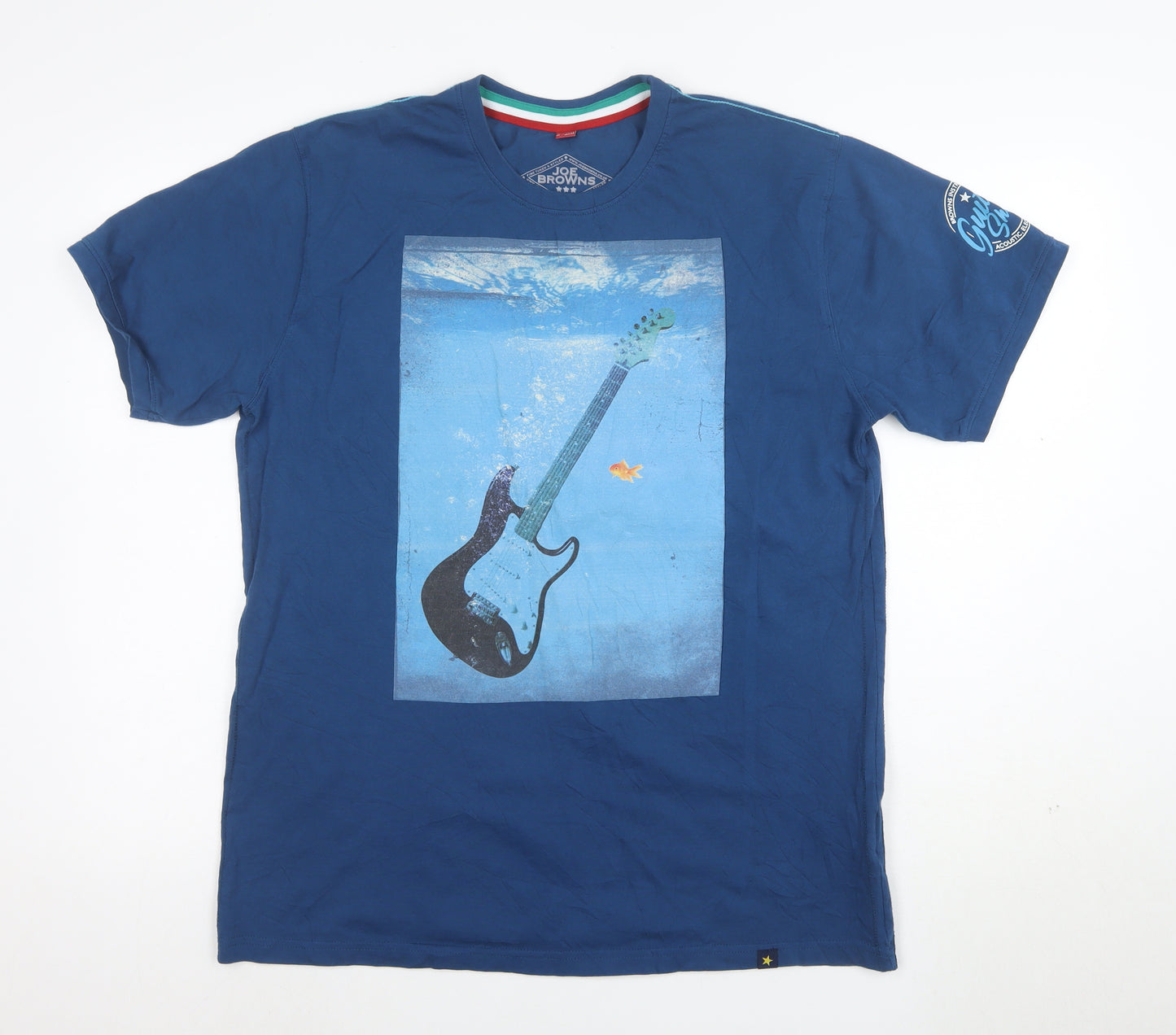 Joe Browns Men's Blue Music Graphic Cotton T-Shirt Size L