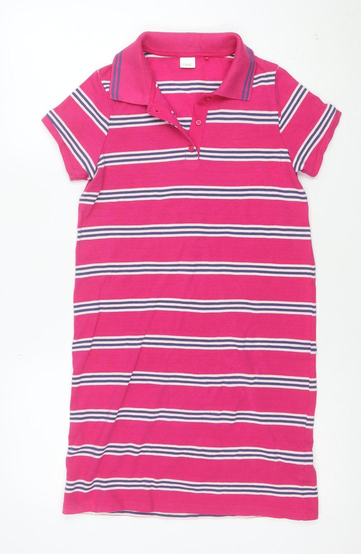 Next Girls Pink Striped Shirt Dress 13 Years Cotton Summer Casual